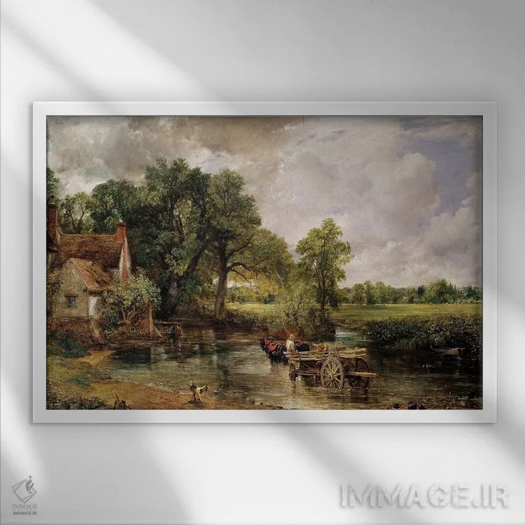 تابلو گاری یونجه، ۱۸۲۱ اثر جان کانستبل (نقاش انگلیسی) - نمای قابدار سفید