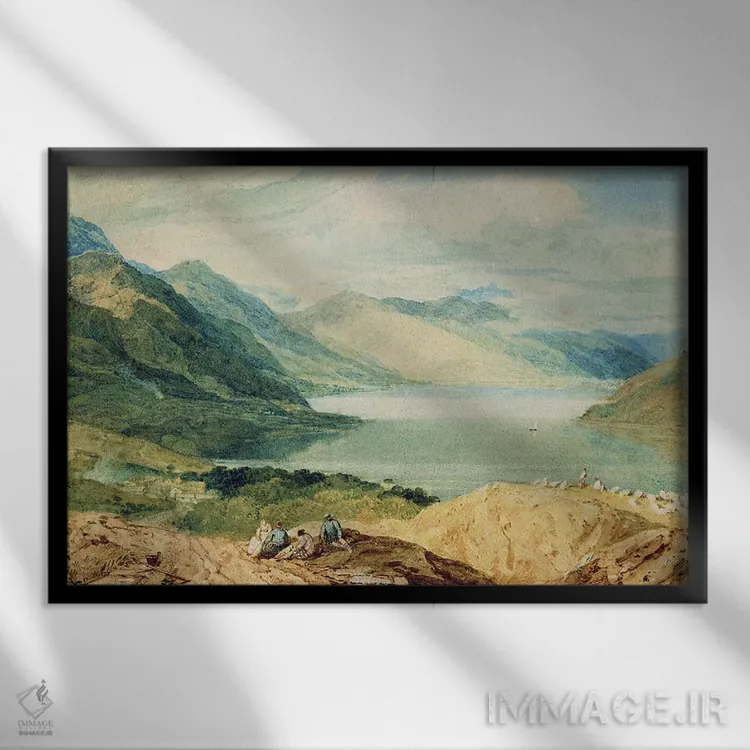 تابلو دریاچه لوخ لوموند (اسکاتلند) اثر جی.ام.دبلیو. ترنر (نقاش بزرگ انگلیسی) - نمای قابدار مشکی