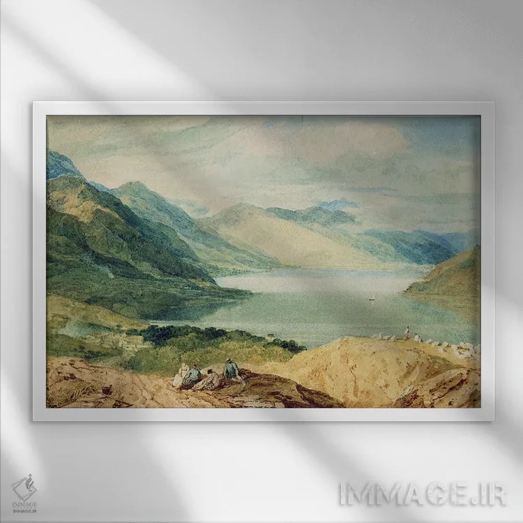 تابلو دریاچه لوخ لوموند (اسکاتلند) اثر جی.ام.دبلیو. ترنر (نقاش بزرگ انگلیسی) - نمای قابدار سفید