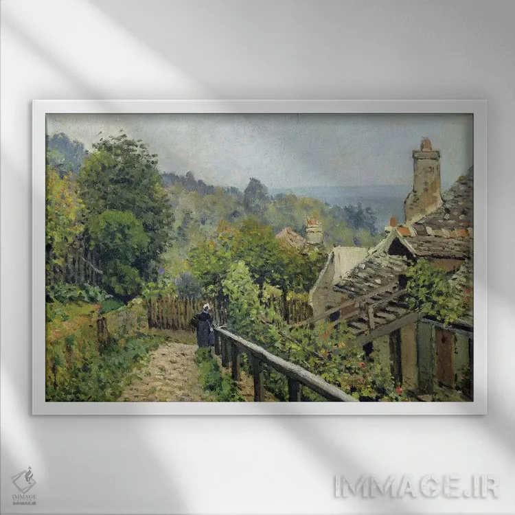 تابلو لووسین یا بلندیهای مارلی، ۱۸۷۳ اثر آلفرد سیسلی (نقاش امپرسیونیست انگلیسی-فرانسوی) - نمای قابدار سفید