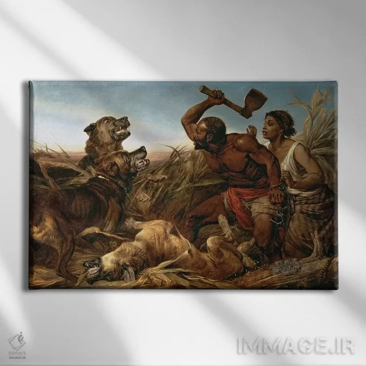 تابلو بردگان تحت تعقیب، ۱۸۶۲ اثر ریچارد انسدل - نمای روبهرو روی دیوار
