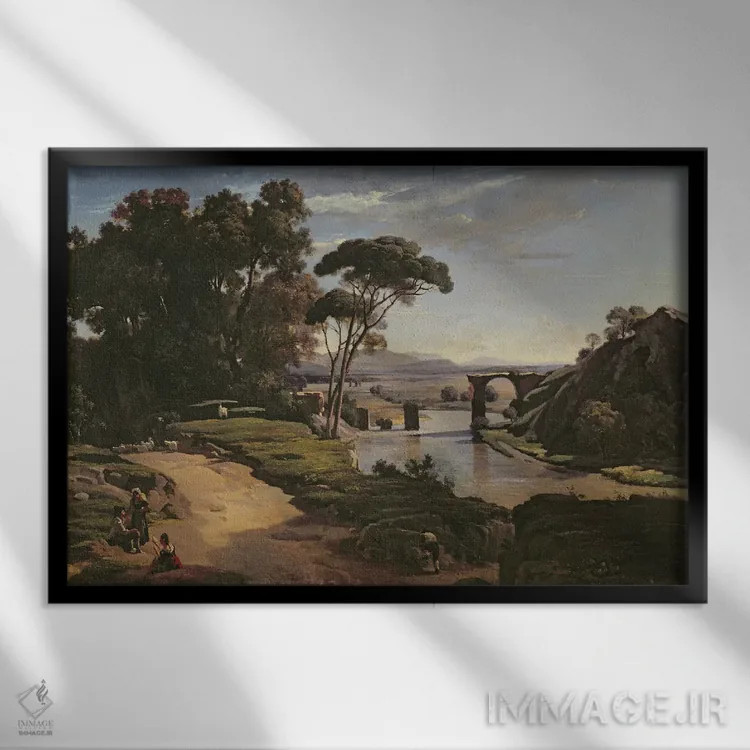 تابلو پل نانی، حدود ۱۸۲۶-۲۷ اثر ژان باتیست کامیل کورو - نمای قابدار مشکی