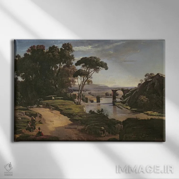 تابلو پل نانی، حدود ۱۸۲۶-۲۷ اثر ژان باتیست کامیل کورو - نمای روبهرو روی دیوار