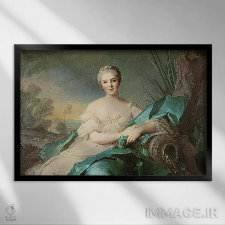 تابلو ویکتور دو فرانس به عنوان عنصر آب، ۱۷۵۰-۱ اثر ژان-مارک ناتیه - نمای قابدار مشکی