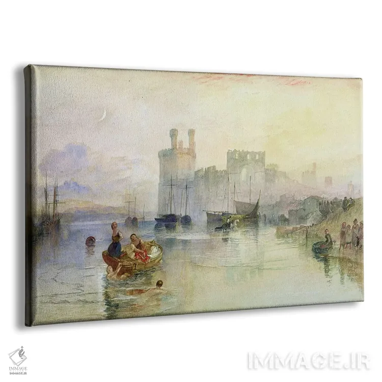 تابلو نمای قلعه کارناروون (ولز) اثر جی.ام.دبلیو. ترنر (نقاش بزرگ انگلیسی) - نمای پرسپکتیو محصول