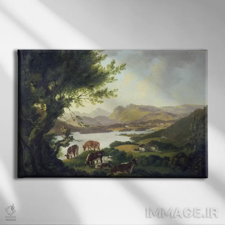 تابلو دریاچه ویندمر (انگلیس) اثر جولیوس سزار ایبتسون - نمای روبهرو روی دیوار