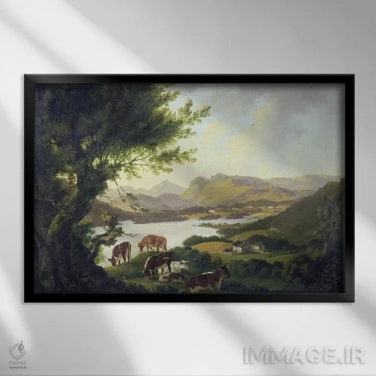 تابلو دریاچه ویندمر (انگلیس) اثر جولیوس سزار ایبتسون - نمای قابدار مشکی