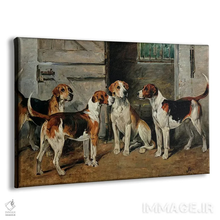 تابلو مطالعهٔ سگهای شکاری اثر جان امس - نمای پرسپکتیو محصول