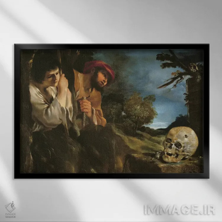 تابلو و من نیز در آرکادیا هستم (موضوع هنری) اثر گورچینو - نمای قابدار مشکی