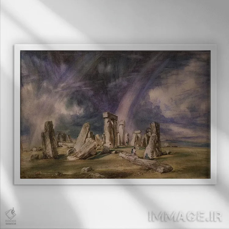 تابلو استونهنج، ۱۸۳۵ اثر جان کانستبل (نقاش انگلیسی) - نمای قابدار سفید