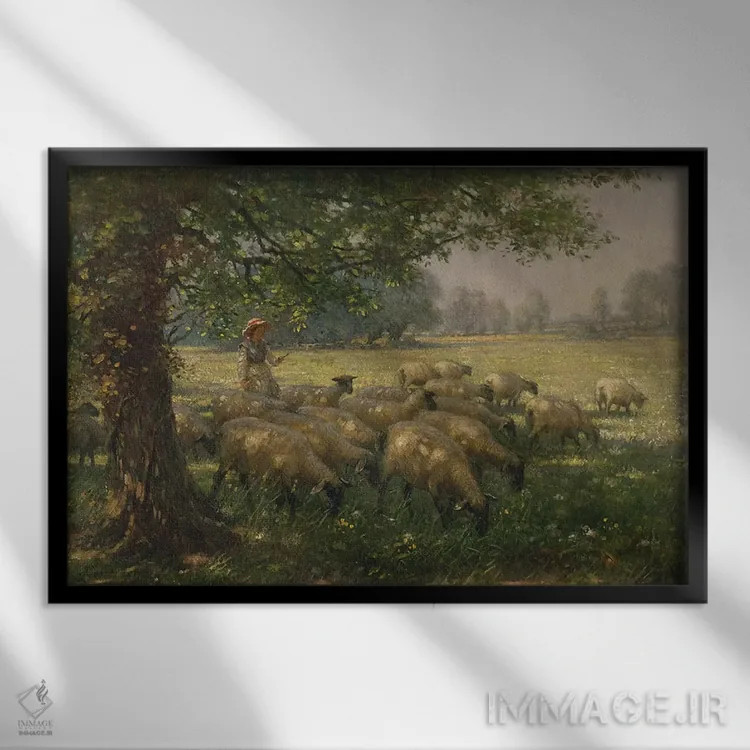 تابلو چوپان دختر اثر ویلیام کی بلکلاک - نمای قابدار مشکی