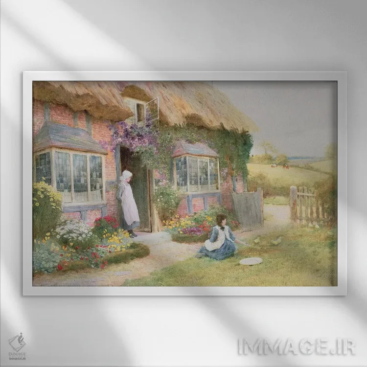 تابلو بعدازظهر آرام اثر آرتور کلود استراچان - نمای قابدار سفید