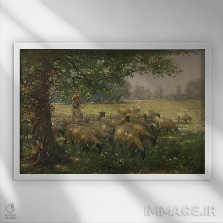 تابلو چوپان دختر اثر ویلیام کی بلکلاک - نمای قابدار سفید