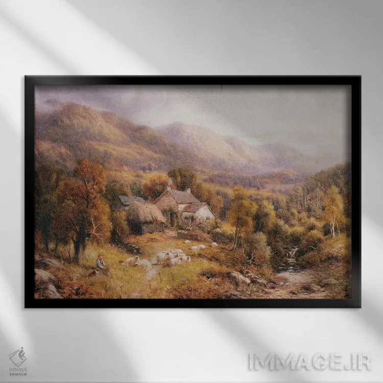 تابلو نزدیک بتوز، ولز شمالی اثر رابرت جان هموند - نمای قابدار مشکی