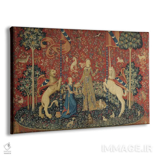 تابلو بانوی و تکشاخ: "چشایی" اثر مکتب فرانسوی (سبک یا جریان هنری) - نمای پرسپکتیو محصول