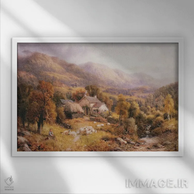 تابلو نزدیک بتوز، ولز شمالی اثر رابرت جان هموند - نمای قابدار سفید