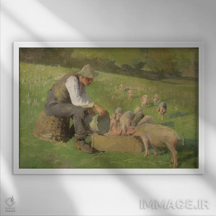 تابلو زمان غذا دادن اثر هارولد هاروی - نمای قابدار سفید