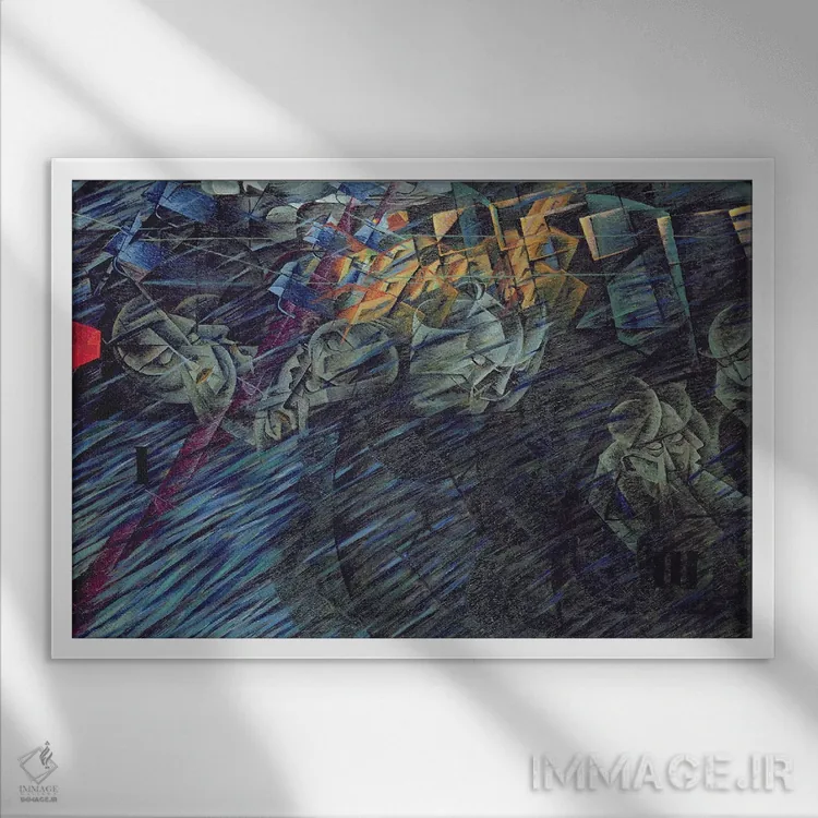 تابلو حالات ذهنی: آنان که میروند، ۱۹۱۱ اثر اومبرتو بوچیونی (مجسمهساز و نقاش فوتوریست ایتالیایی) - نمای قابدار سفید