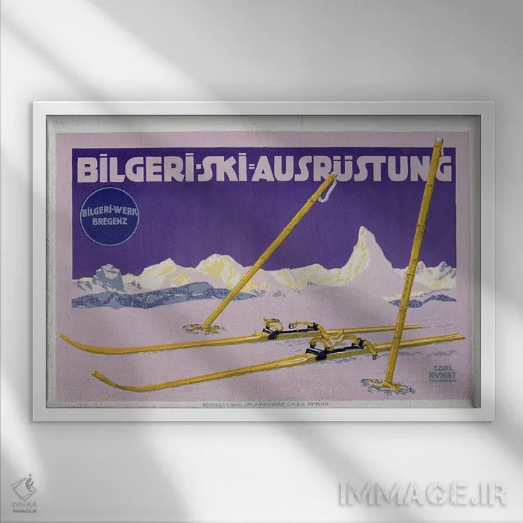 تابلو c.1912,آگهی اسکی در اتریش، حدود ۱۹۱۲ اثر کارل کونست - نمای قابدار سفید