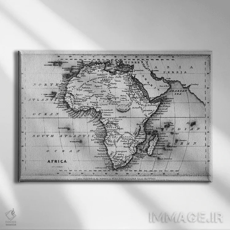 تابلو engraved by Thomas Stirling, published by Edward Bull, 1830,نقشهٔ آفریقا، حکاکی شده توسط توماس استیرلینگ، منتشر شده توسط ادوارد بول، ۱۸۳۰ اثر مکتب انگلیسی (سبک یا جنبش هنری) - نمای روبهرو روی دیوار