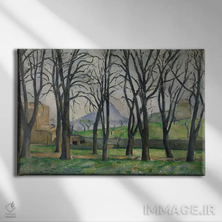 تابلو c.1885-86,درختان شاهبلوط در ژا دو بوفان، حدود ۱۸۸۵ تا ۱۸۸۶ اثر پل سزان - نمای روبهرو روی دیوار