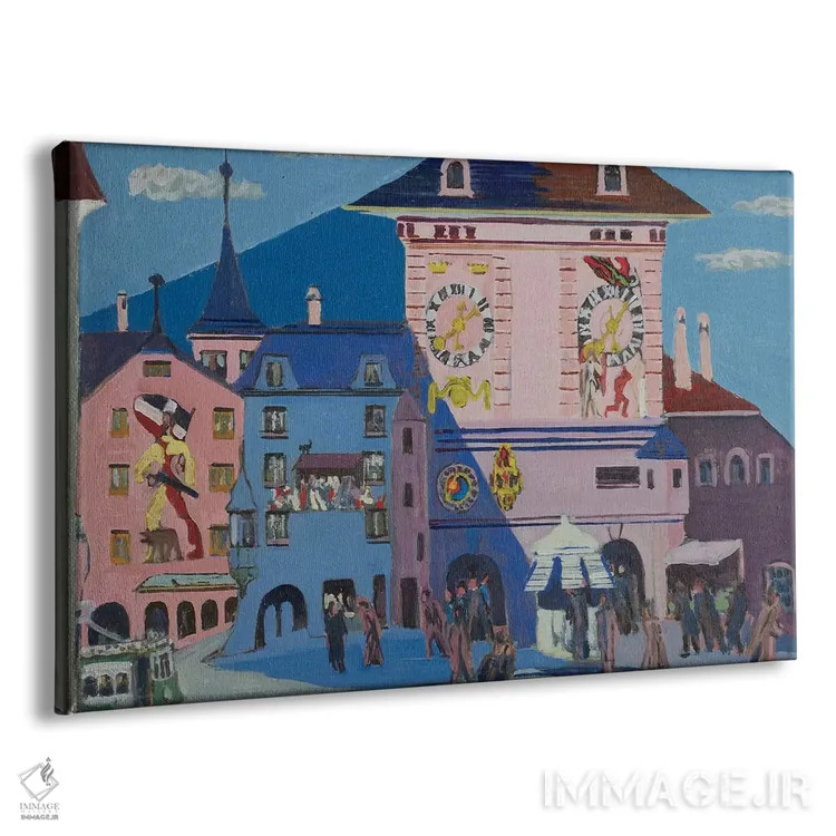 تابلو 1935,برن با برج ناقوس، ۱۹۳۵ اثر ارنست لودویگ کیرشنر (نقاش اکسپرسیونیست آلمانی) - نمای پرسپکتیو محصول