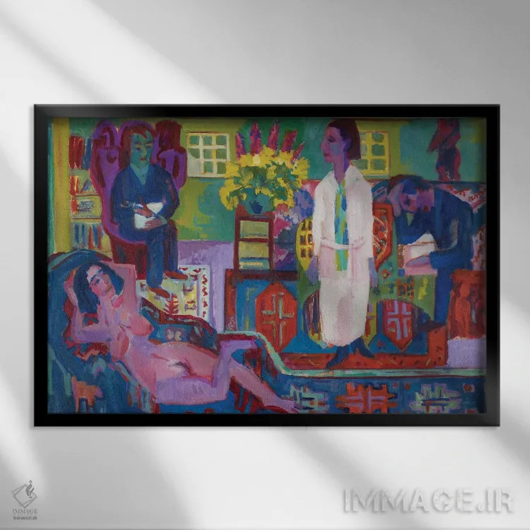 تابلو 1924،بوهم معاصر، ۱۹۲۴ اثر ارنست لودویگ کیرشنر (نقاش اکسپرسیونیست آلمانی) - نمای قابدار مشکی