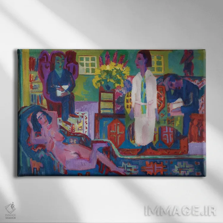 تابلو 1924،بوهم معاصر، ۱۹۲۴ اثر ارنست لودویگ کیرشنر (نقاش اکسپرسیونیست آلمانی) - نمای روبهرو روی دیوار