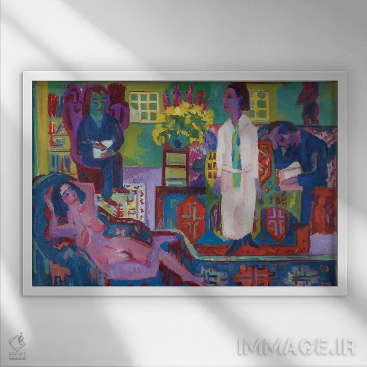 تابلو 1924،بوهم معاصر، ۱۹۲۴ اثر ارنست لودویگ کیرشنر (نقاش اکسپرسیونیست آلمانی) - نمای قابدار سفید