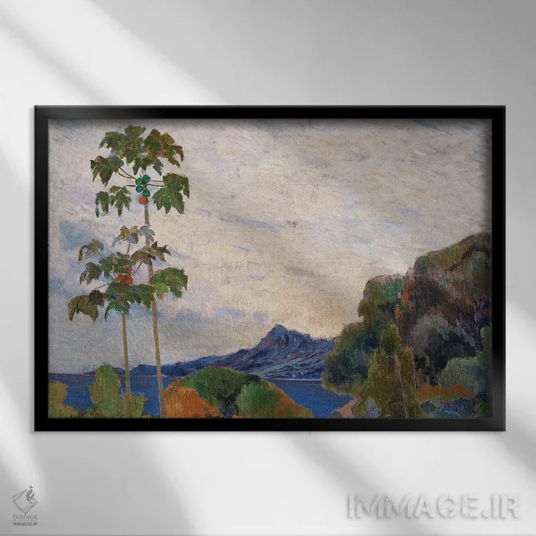 تابلو 1887,منظرهٔ مارتینیک، ۱۸۸۷ اثر پل گوگن - نمای قابدار مشکی