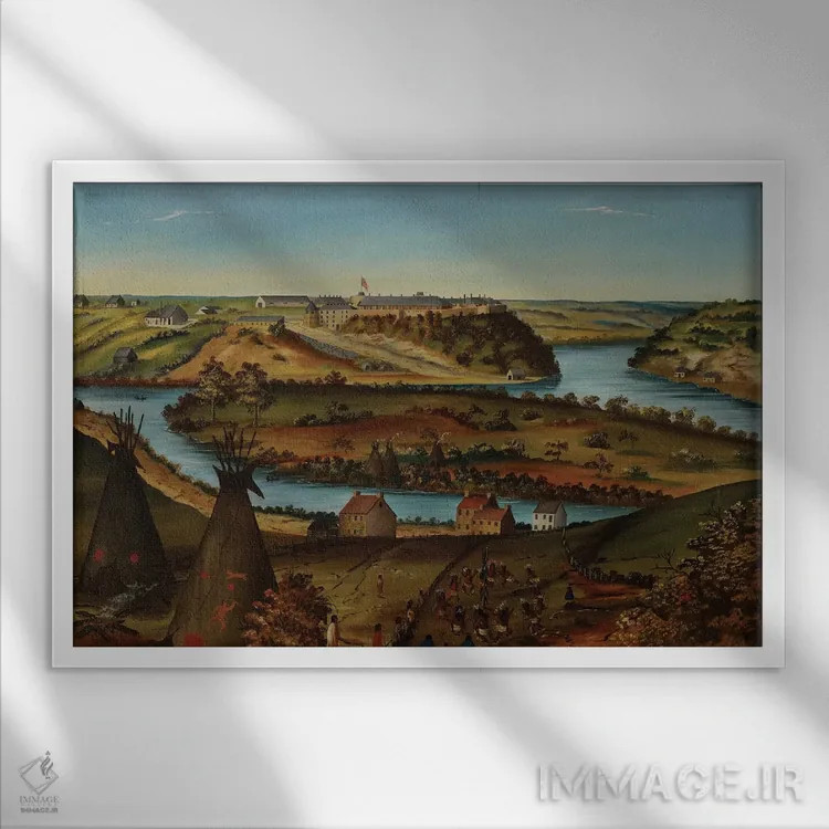 تابلو c.1850,نمای قلعه اسنلینگ، حدود ۱۸۵۰ اثر ادوارد کی. توماس - نمای قابدار سفید