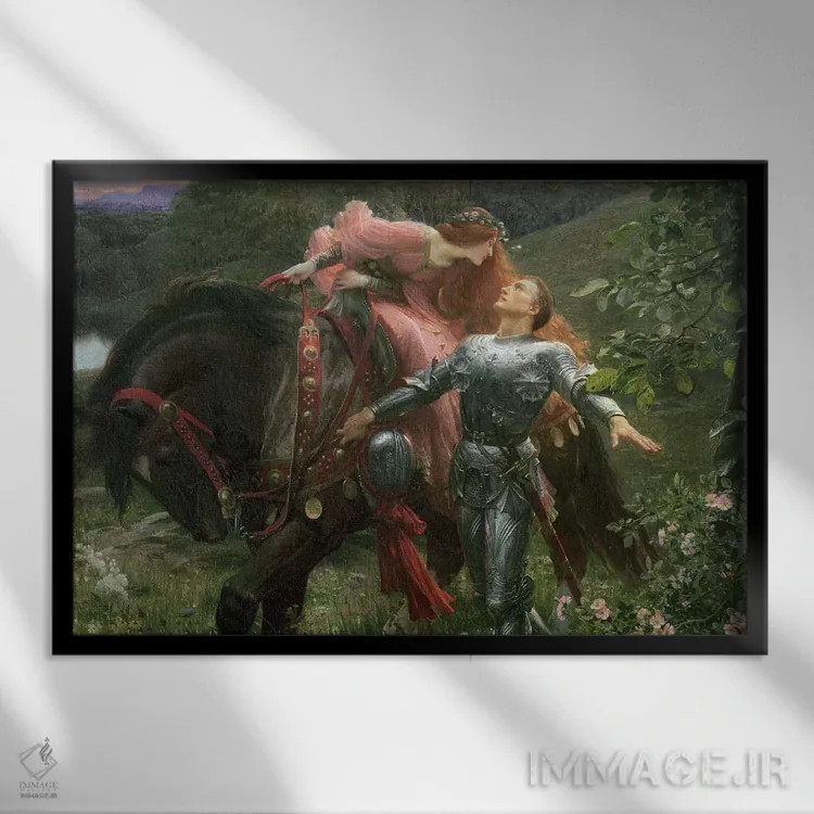 تابلو exh.1902,بانوی زیبا و بیرحم، نمایشگاه ۱۹۰۲ اثر سر فرانک دیکسی (نقاش و تصویرگر بریتانیایی) - نمای قابدار مشکی