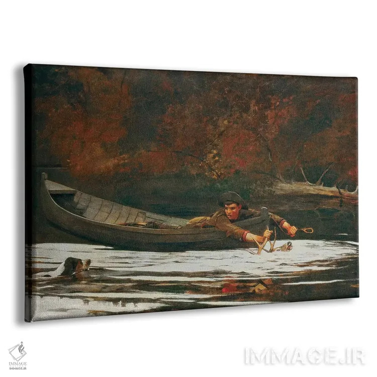 تابلو 1892,سگ شکاری و شکارچی، ۱۸۹۲ اثر وینسلو هومر - نمای پرسپکتیو محصول