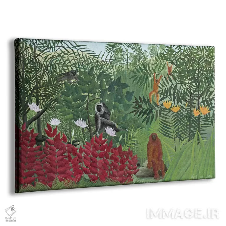 تابلو 1910,جنگل استوایی با میمونها، ۱۹۱۰ اثر آنری روسو - نمای پرسپکتیو محصول