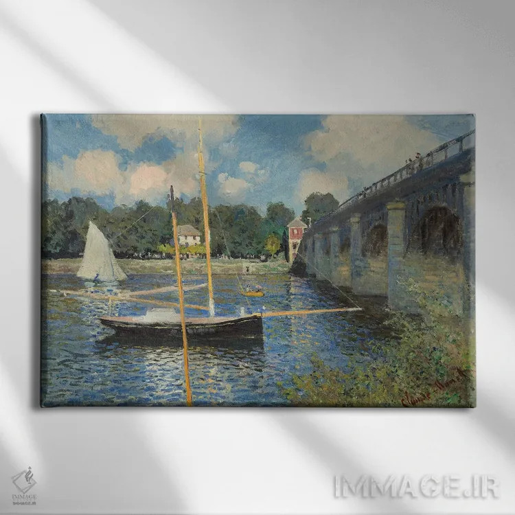 تابلو 1874,پل آرژانتوی، ۱۸۷۴ اثر کلود مونه (نقاش معروف فرانسوی) - نمای روبهرو روی دیوار