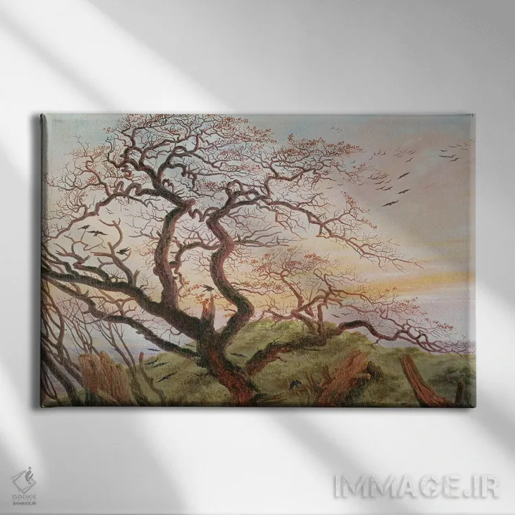 تابلو 1822,درخت کلاغها، ۱۸۲۲ اثر کاسپار داوید فریدریش (نقاش رمانتیک آلمانی) - نمای روبهرو روی دیوار