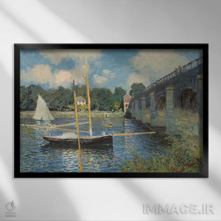 تابلو 1874,پل آرژانتوی، ۱۸۷۴ اثر کلود مونه (نقاش معروف فرانسوی) - نمای قابدار مشکی