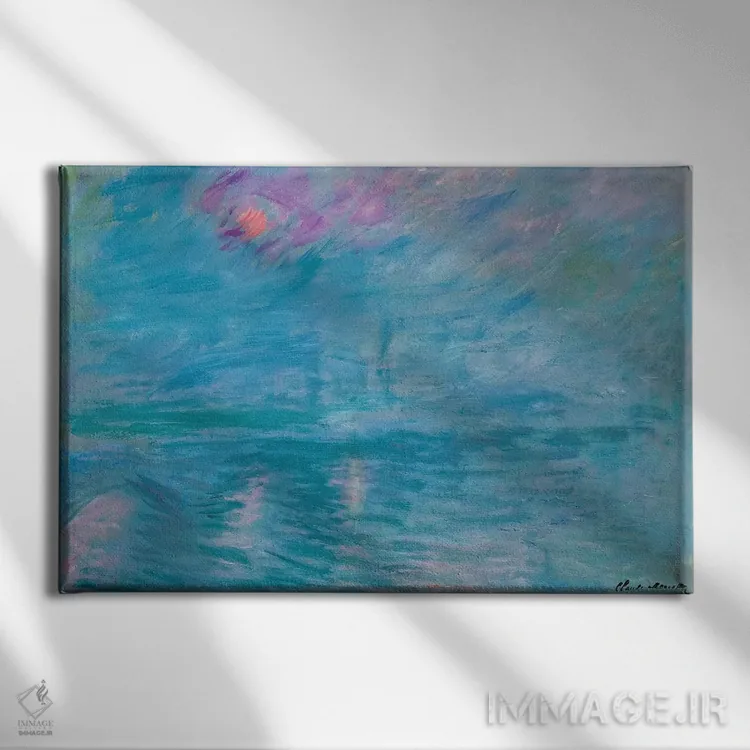 تابلو 1899-1903,پل واترلو، ۱۸۹۹ تا ۱۹۰۳ اثر کلود مونه (نقاش معروف فرانسوی) - نمای روبهرو روی دیوار