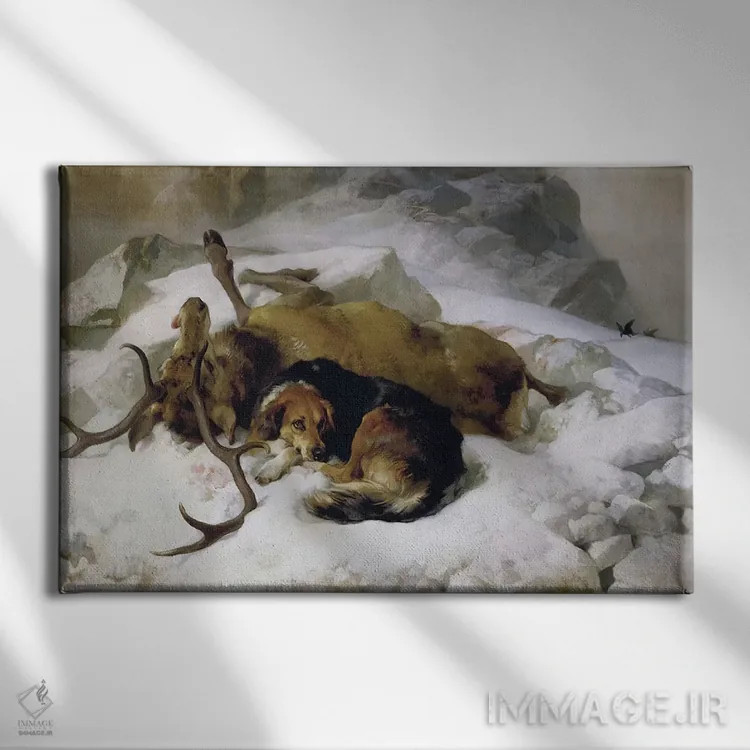 تابلو 1868,شورولت، ۱۸۶۸ (وسیله نقلیه) اثر سر ادوین لندسییر (نقاش انگلیسی) - نمای روبهرو روی دیوار