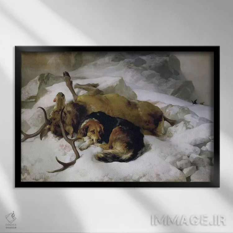 تابلو 1868,شورولت، ۱۸۶۸ (وسیله نقلیه) اثر سر ادوین لندسییر (نقاش انگلیسی) - نمای قابدار مشکی