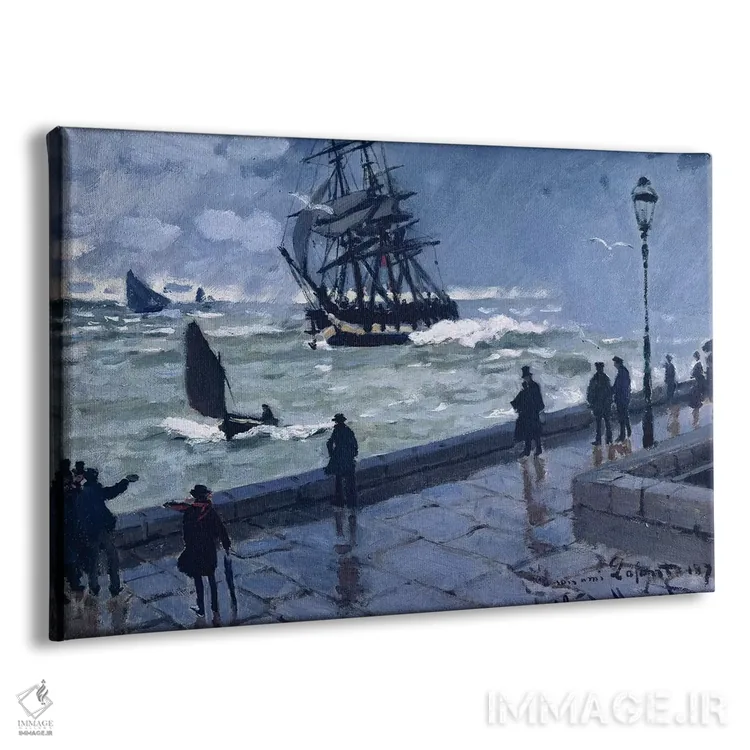 تابلو Bad Weather, 1870,اسکله لُهاور، هوای بد، ۱۸۷۰ اثر کلود مونه (نقاش معروف فرانسوی) - نمای پرسپکتیو محصول