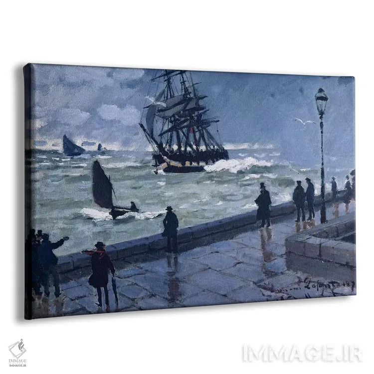 تابلو Bad Weather, 1870,اسکله لُهاور، هوای بد، ۱۸۷۰ اثر کلود مونه (نقاش معروف فرانسوی) - نمای پرسپکتیو محصول