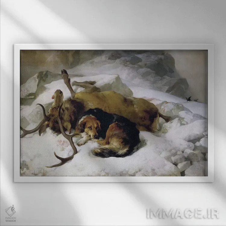 تابلو 1868,شورولت، ۱۸۶۸ (وسیله نقلیه) اثر سر ادوین لندسییر (نقاش انگلیسی) - نمای قابدار سفید