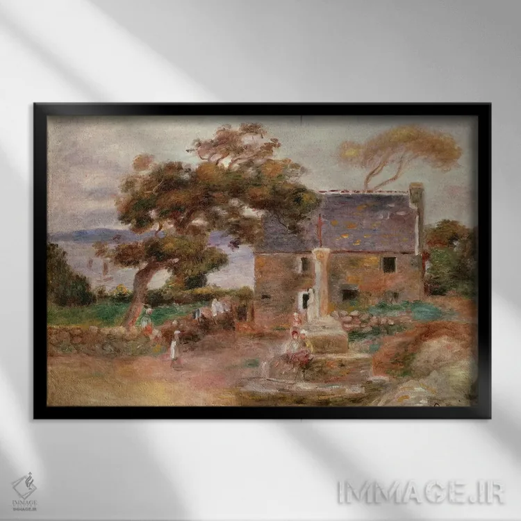 تابلو خانه روستایی در کاگن اثر پیر-اوگوست رنوار - نمای قابدار مشکی