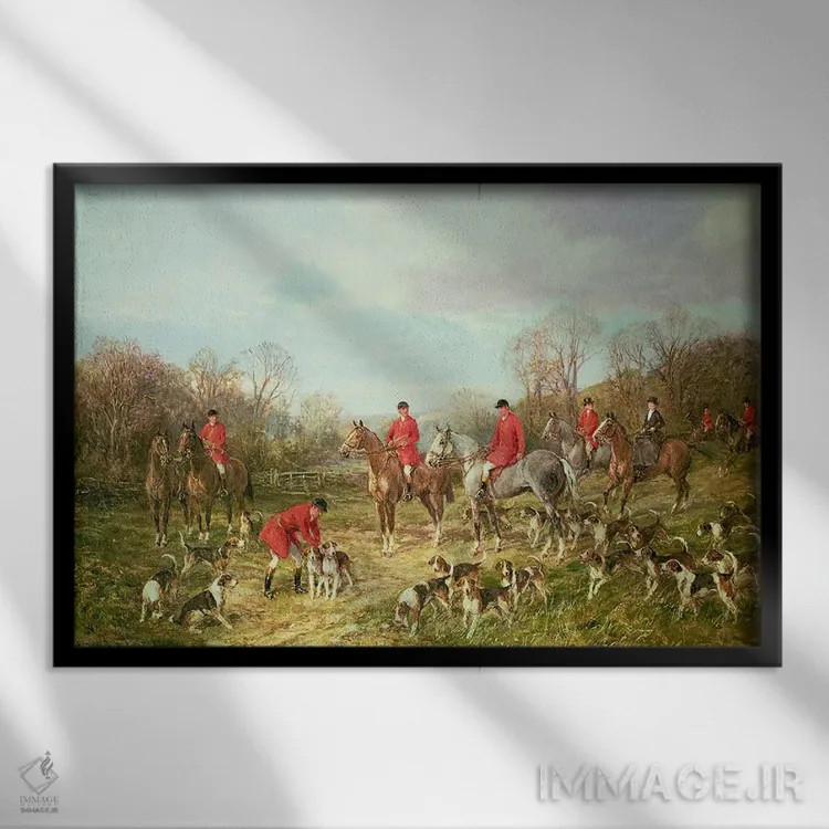 تابلو ملاقات (یا گردهمایی شکارچیان) اثر هیوود هاردی - نمای قابدار مشکی