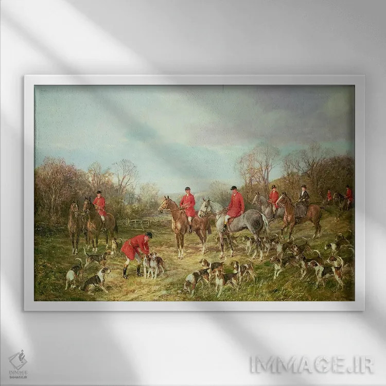 تابلو ملاقات (یا گردهمایی شکارچیان) اثر هیوود هاردی - نمای قابدار سفید