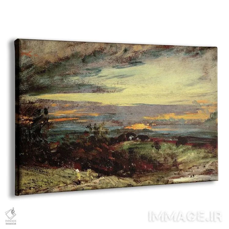 تابلو looking towards Harrow,مطالعه غروب همپستد، رو به سمت هارو اثر جان کانستبل (نقاش انگلیسی) - نمای پرسپکتیو محصول