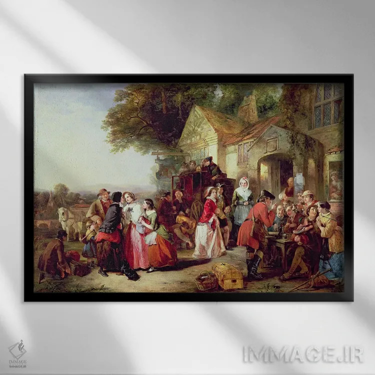 تابلو 1850,ورود کالسکه، ۱۸۵۰ اثر توماس فالکون مارشال - نمای قابدار مشکی