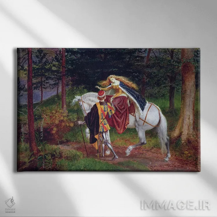 تابلو بانوی زیبا و بیرحم اثر والتر کرین - نمای روبهرو روی دیوار
