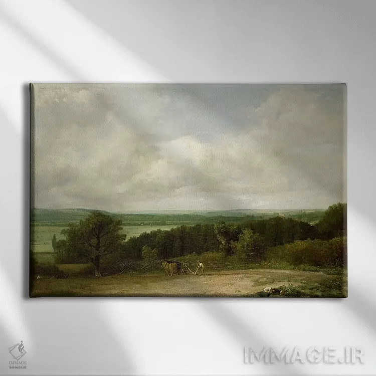 تابلو منظره جنگلی با یک شخمزن اثر جان کانستبل (نقاش انگلیسی) - نمای روبهرو روی دیوار